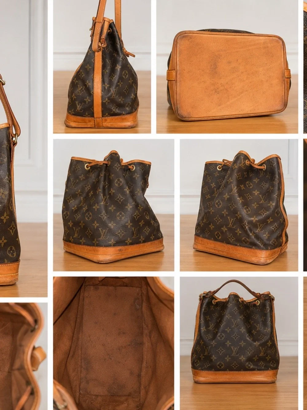 Louis Vuitton Monogram Canvas Drawstring Shoulder Bag with Tan Trim
